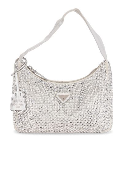 prada Prada Satin Crystal Embellished Re-Edition 2000 Shoulder Bag