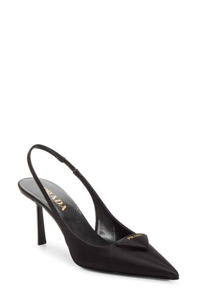 Prada Prada Satin Logo Slingback Pump