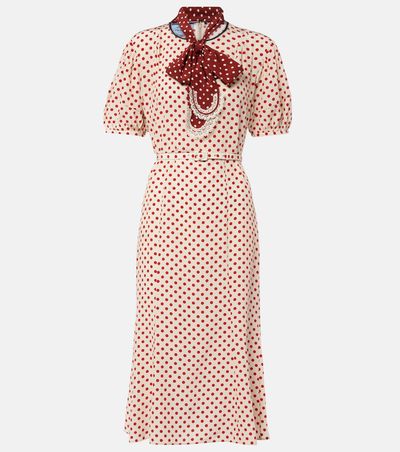 Prada Prada Scarf-detail polka-dot silk midi dress