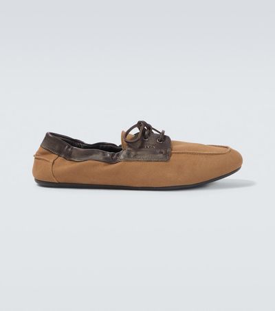 Prada Prada Shuffle leather-trimmed canvas boat shoes