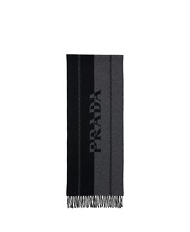Prada Prada Small Wool Scarf with Jacquard Logo