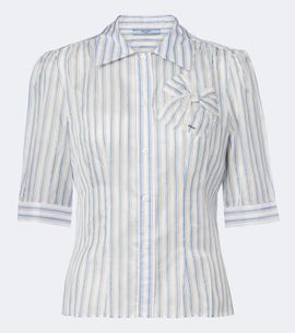 Prada Prada Striped bow-detail shirt