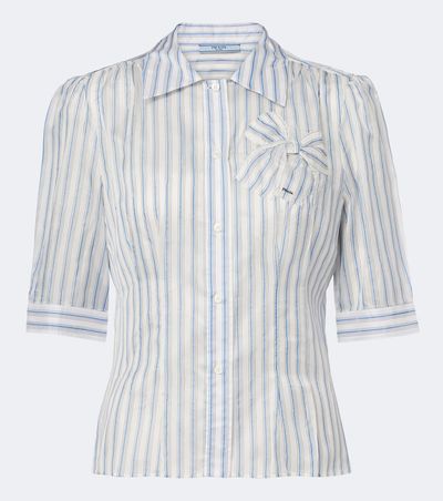 Prada Prada Striped bow-detail shirt