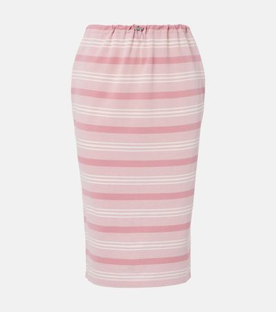 Prada Prada Striped cotton piqué pencil skirt