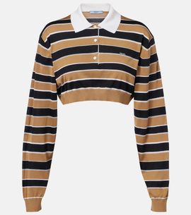Prada Prada Striped cropped silk polo shirt