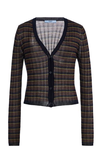 Prada Prada Striped WoolSilk Cardigan