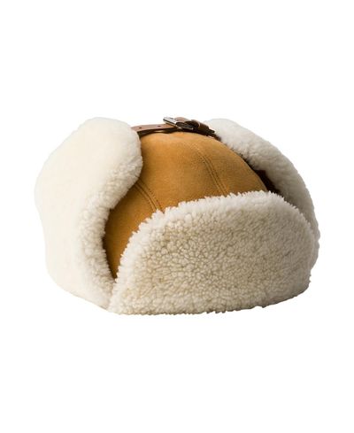 Prada Prada Suede Shearling Trapper Hat