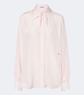 Prada Prada Tie-neck silk poplin shirt