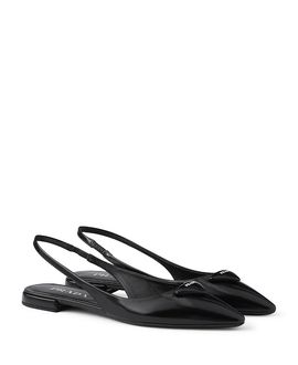 Prada Prada Women's Brushed Leather Ballerina Slingbacks