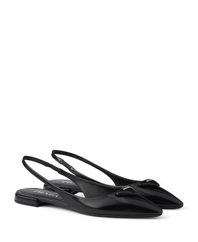 Prada Prada Women's Brushed Leather Ballerina Slingbacks