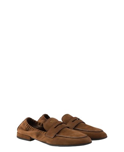 Prada Prada Women's Shuffle Antiqued Suede Leather Loafers