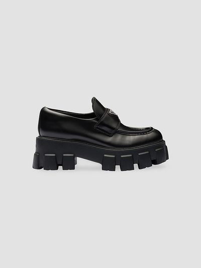 Prada Women's Women's's Brushed Leather Monolith Loafers