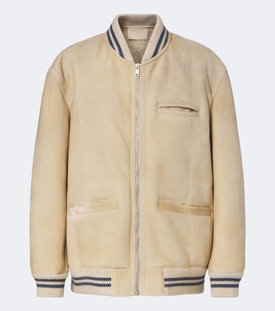Prada Prada Wool-trimmed shearling bomber jacket