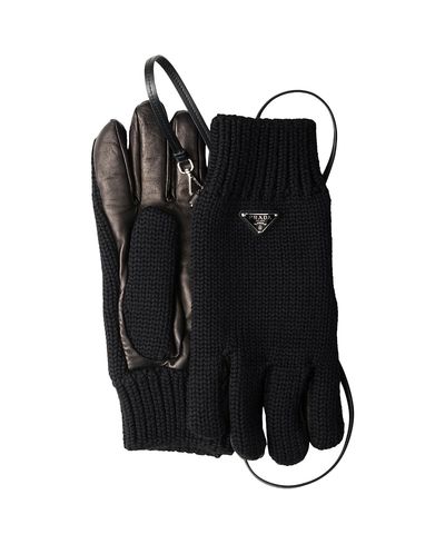 Prada Prada Wool and Nappa Leather Gloves