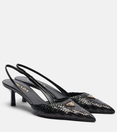 Prada Prada Woven leather slingback pumps