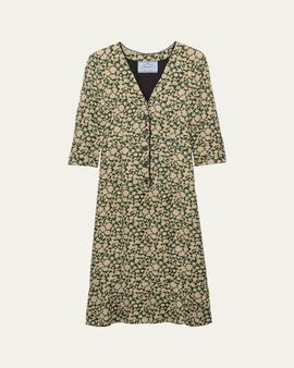 Prada Sable Floral Midi Dress
