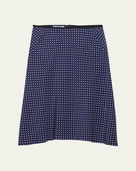 Prada Satin Polka Dot Midi Skirt