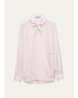Prada Scarf-Detail Silk Shirt
