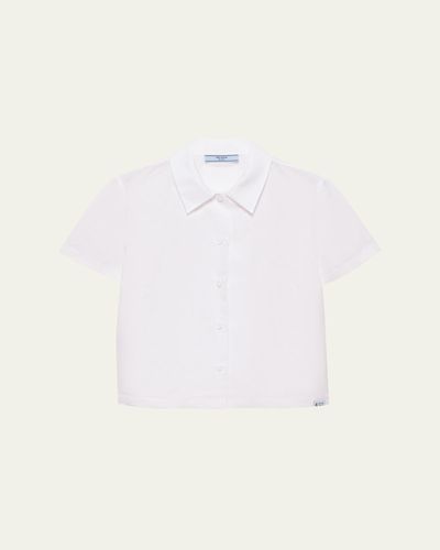 Prada Short-Sleeve Linen Muslin Shirt