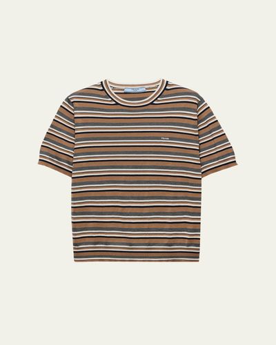 Prada Short-Sleeve Striped Jersey T-Shirt