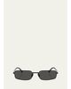 Prada Signature Steel & Plastic Rectangle Sunglasses - 1
