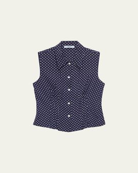 Prada Silk Sleeveless Polka Dot Top