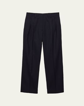Prada Stuoia Double-Pleated Straight-Leg Pants