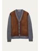 Prada Suede & Wool Knit V-Neck Cardigan - 1