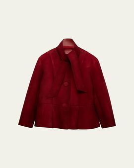 Prada Suede Single-Breasted Coat With Scarf
