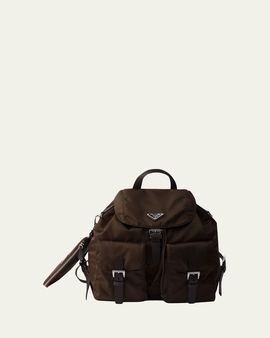 Prada Vela Leather-Trim Re-Nylon Backpack