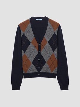 Prada Women's Argyle Cashmere Cardigan