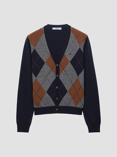 Prada Women's Argyle Cashmere Cardigan