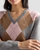 Prada Women's Argyle Cashmere V-Neck Sweater - 6