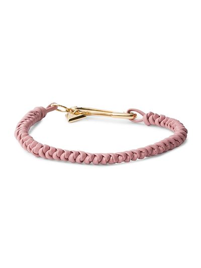 Prada Women's Braided Nappa Leather Bracelet with Metal Ornament