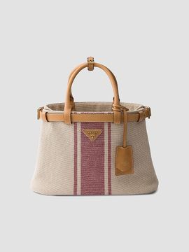 Prada Women's Buckle Canvas and Leather Tote Bag