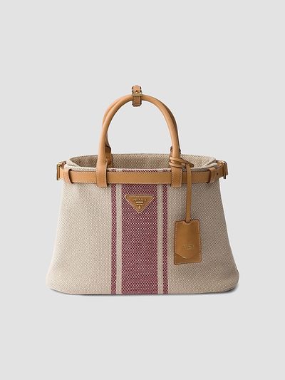 Prada Women's Buckle Canvas and Leather Tote Bag