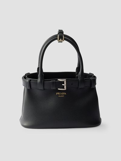Prada Women's Buckle Small Leather Top Handle Bag with Belt