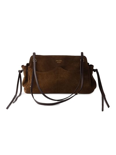 Prada Women's Carry Large Suede Tote Bag