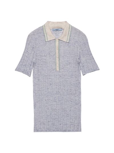Prada Women's Cashmere, Silk and Linen Polo Sweater
