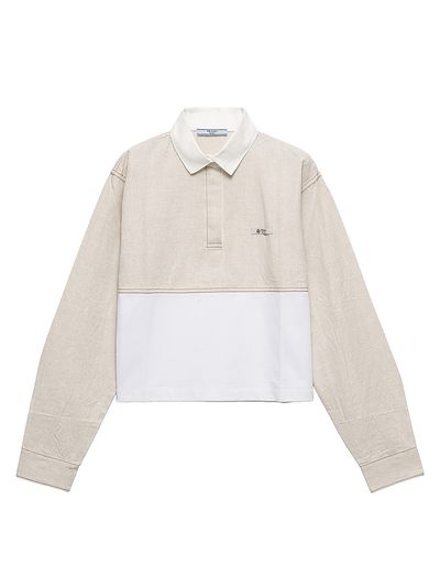 Prada Women's Chambray and Jersey Polo Shirt