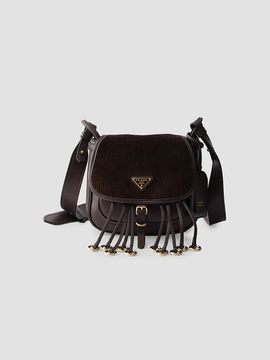 Prada Women's Corsaire Corduroy and Leather Mini Shoulder Bag