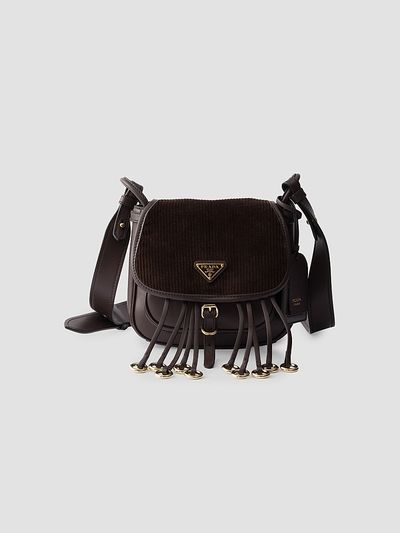 Prada Women's Corsaire Corduroy and Leather Mini Shoulder Bag