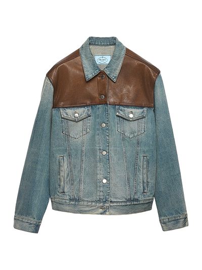 Prada Women's Denim and Leather Blouson Jacket