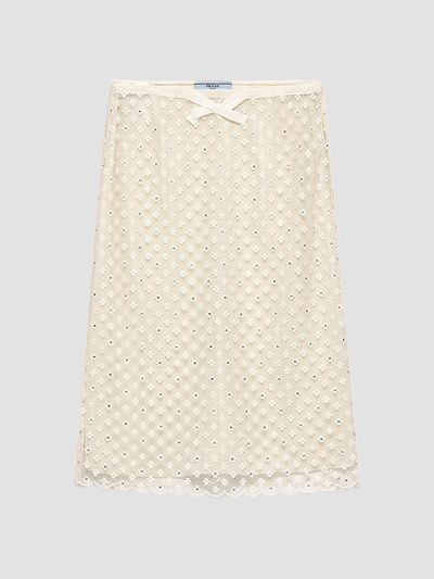 Prada Women's Embroidered Lace Skirt