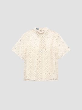 Prada Women's Embroidered Lace Top