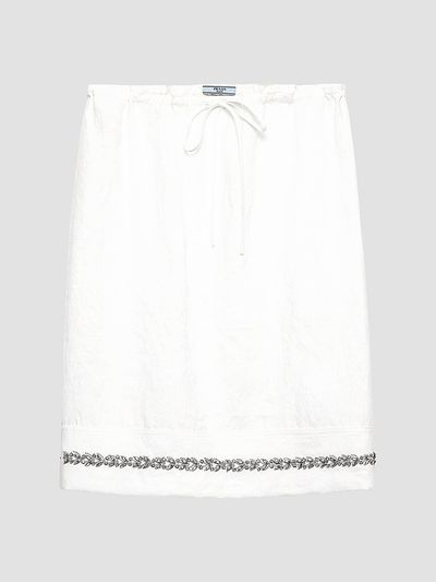Prada Women's Embroidered Slubbed Fabric Skirt