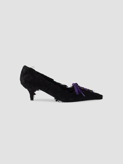 Prada Women's Feather Embellished Satin Pumps