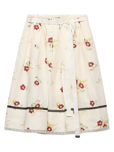Prada Women's Floral Print Linen Skirt