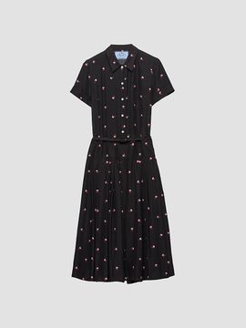 Prada Women's Floral Print Washed Silk Dress