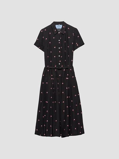 Prada Women's Floral Print Washed Silk Dress